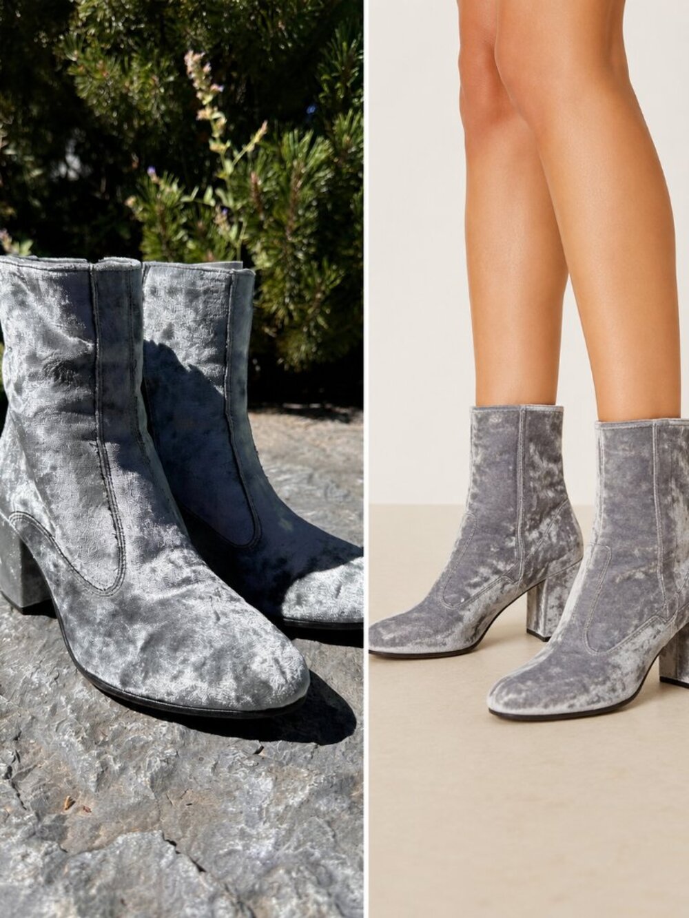 Barney’s New York Crushed Velvet Heeled Boots Booties size 39 EUC Box Included!